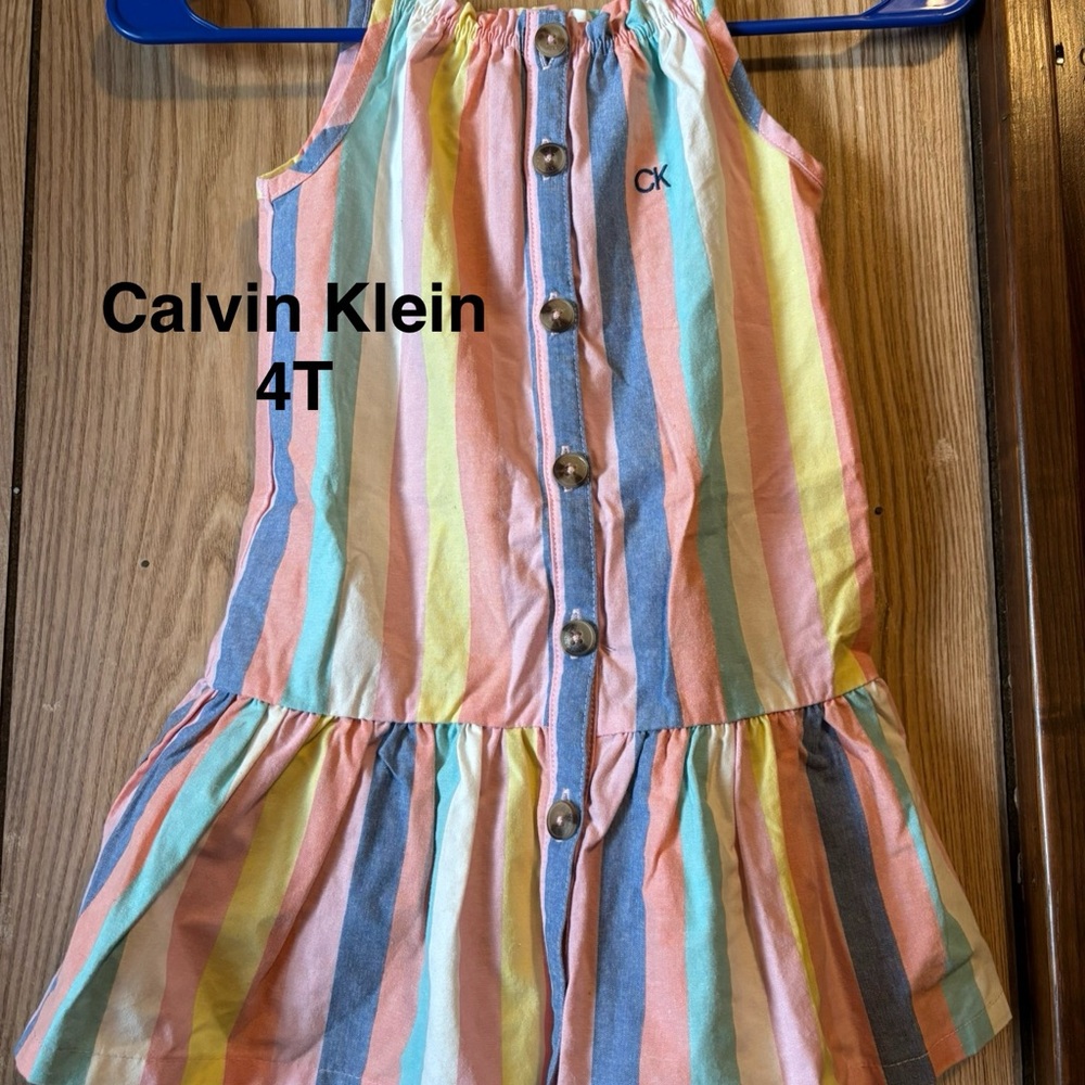 Calvin Klein Pastel Striped Kids Dress